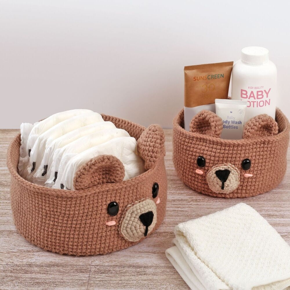 Kit 2 Corbeilles DIY en Crochet Ours – Panier Décoratif à Réaliser Soi-même GRAINE CREATIVE