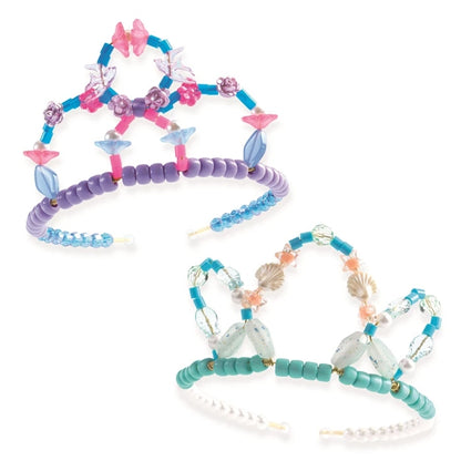 Création de tiares avec perles acryliques bleues scintillantes