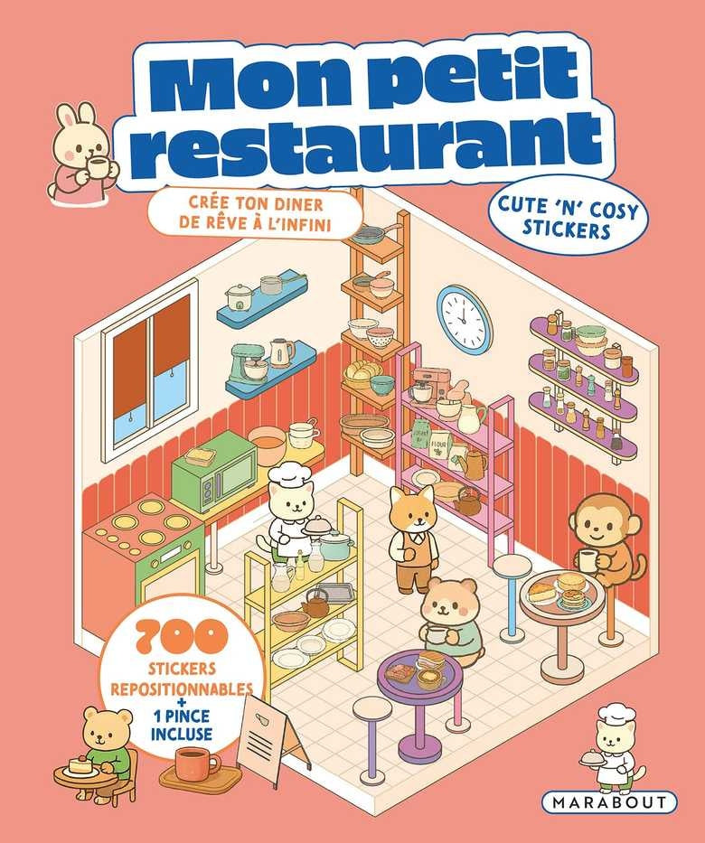 Cozy Stickers – Mon Petit Restaurant | 700 stickers repositionnables & 7 scènes à créer Editions Marabout