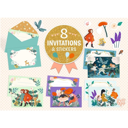 Set Invitations Copines de Jardin – Cartes à Personnaliser avec Stickers Djeco