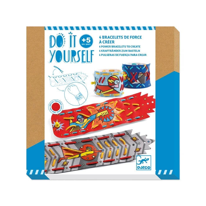DIY Bracelets Super-Pouvoirs Djeco – Kit Créatif pour Fabriquer 4 Bracelets de Super-Héros Djeco