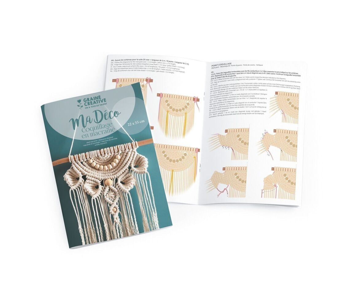 Kit Macramé Forme Coquillage – Déco Murale Bohème DIY GRAINE CREATIVE