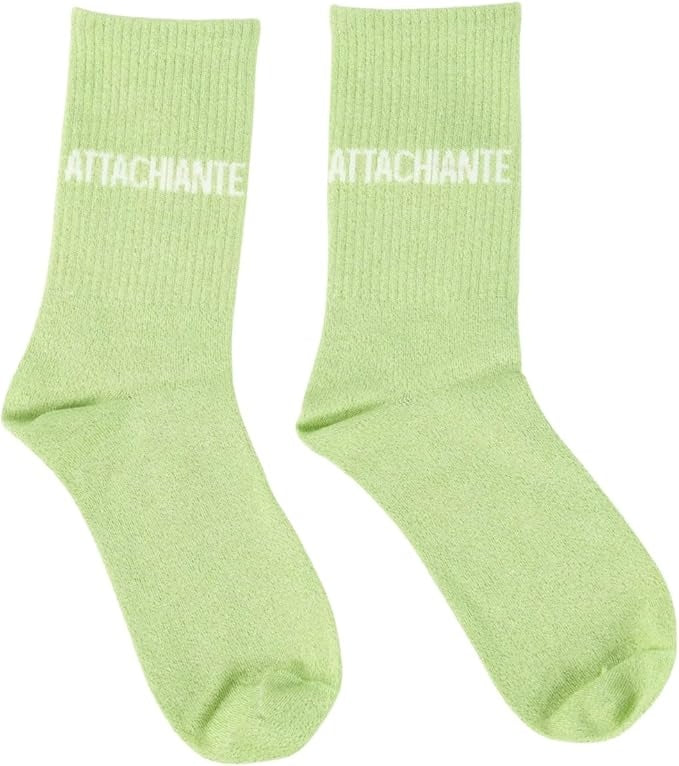 detail message attachiante vert anis chaussettes fantaisie femme