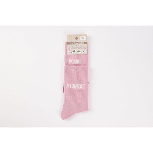 Chaussettes Dépareillées BOMBE / ATOMIQUE à Paillettes (36-42) JOY!