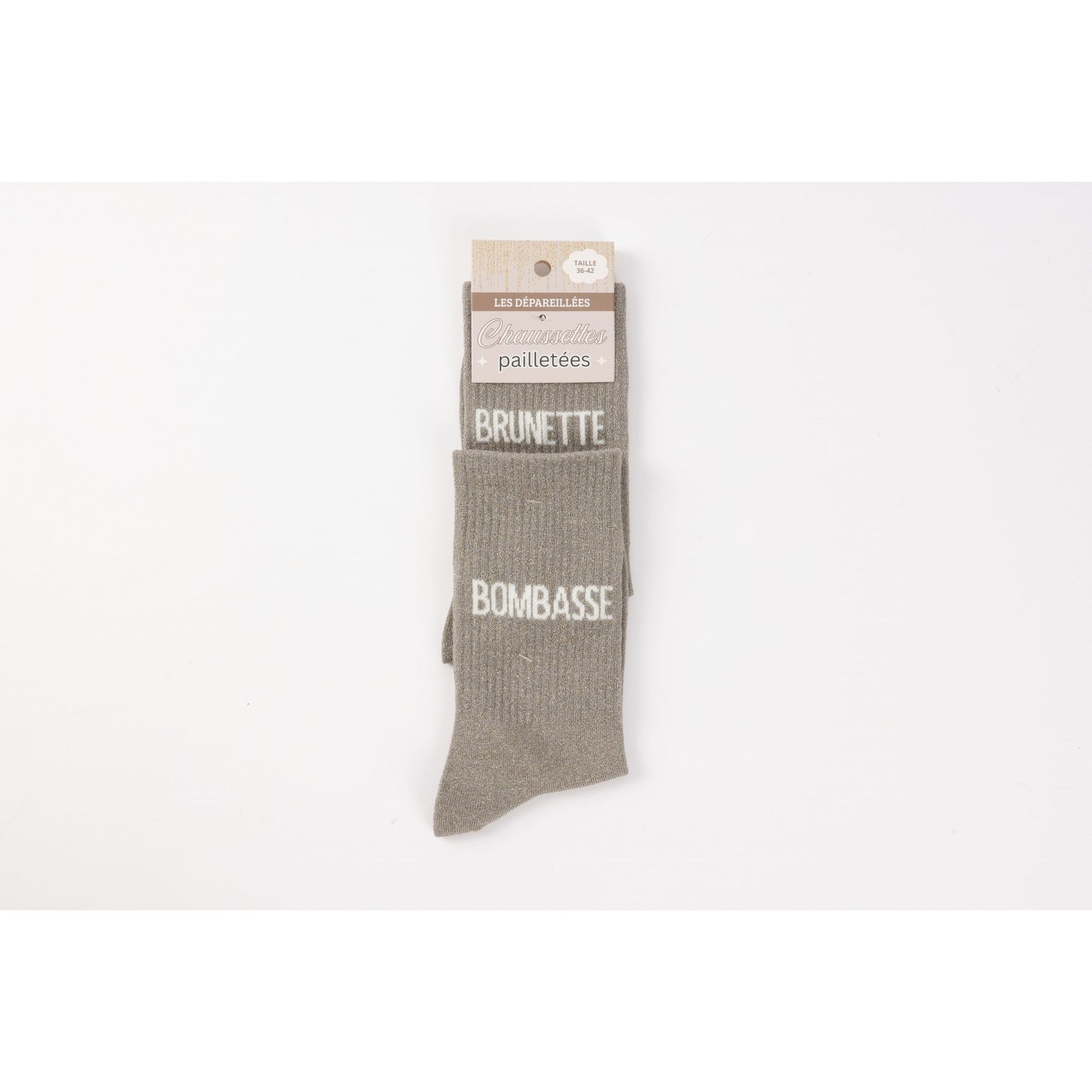 Chaussettes Dépareillées BRUNETTE / BOMBASSE à Paillettes (36-42) JOY!