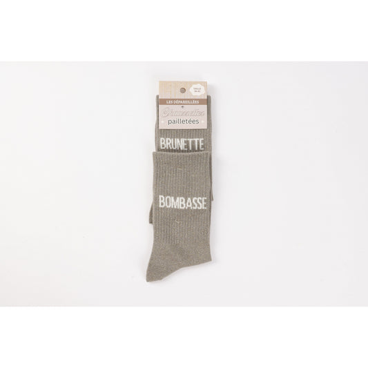 Chaussettes Dépareillées BRUNETTE / BOMBASSE à Paillettes (36-42) JOY!