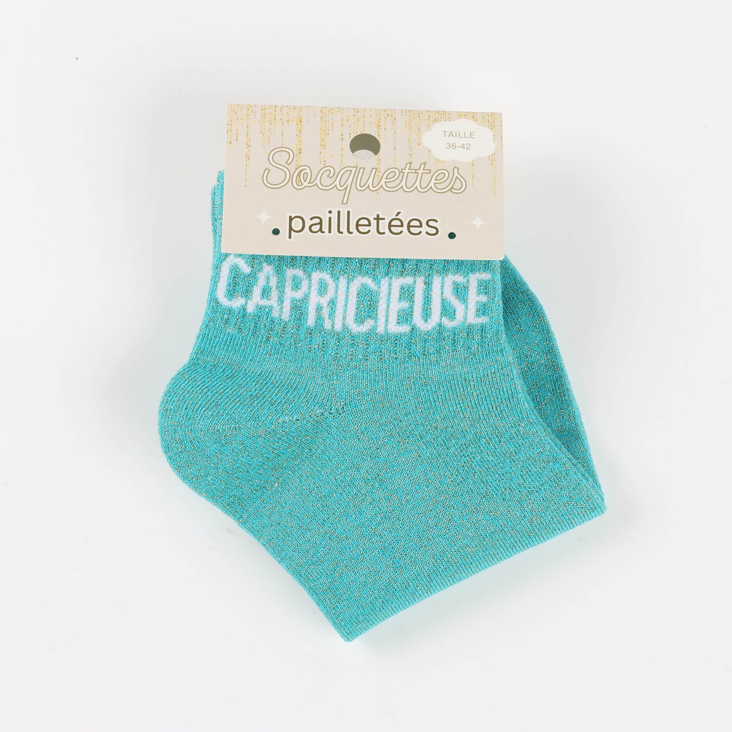 Socquettes CAPRICIEUSE à Paillettes – Message Fun & Féminin (36-42) JOY!