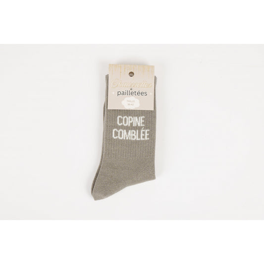 Chaussettes COPINE COMBLÉE – Message Pailleté & Tendance (36-42) JOY!