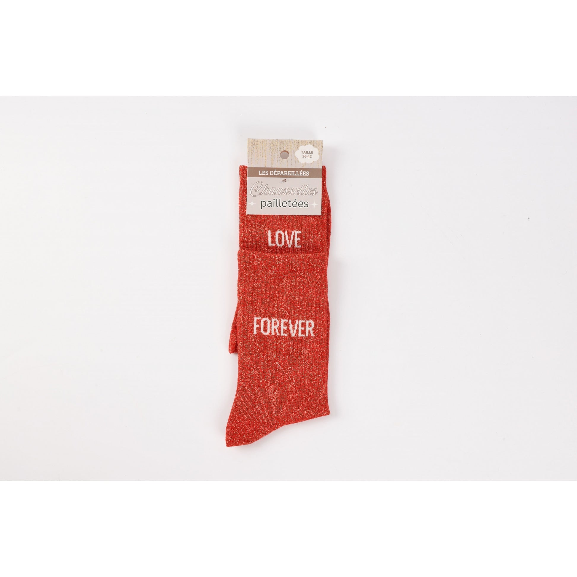 Chaussettes Dépareillées LOVE / FOREVER à Paillettes (36-42) JOY!