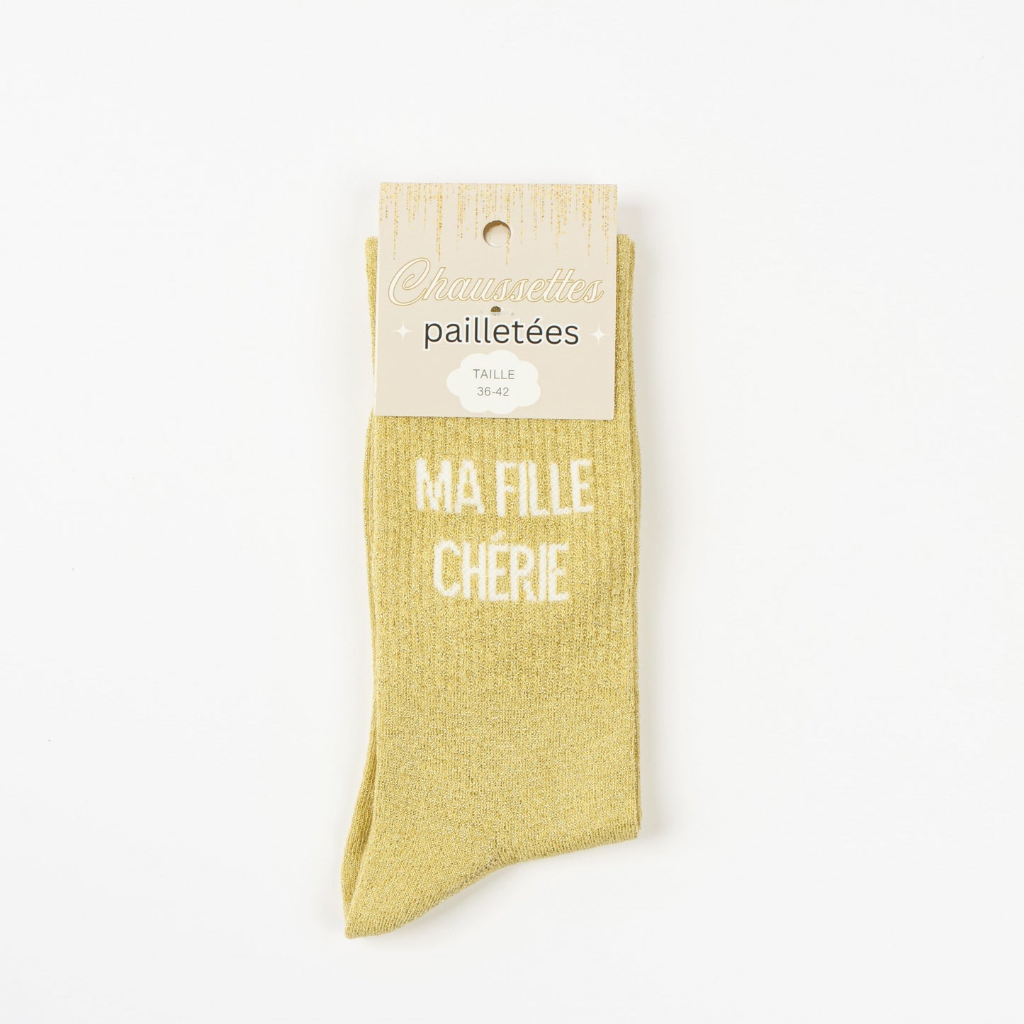 Chaussettes MA FILLE CHÉRIE à Paillettes – Message Tendre (36-42) JOY!
