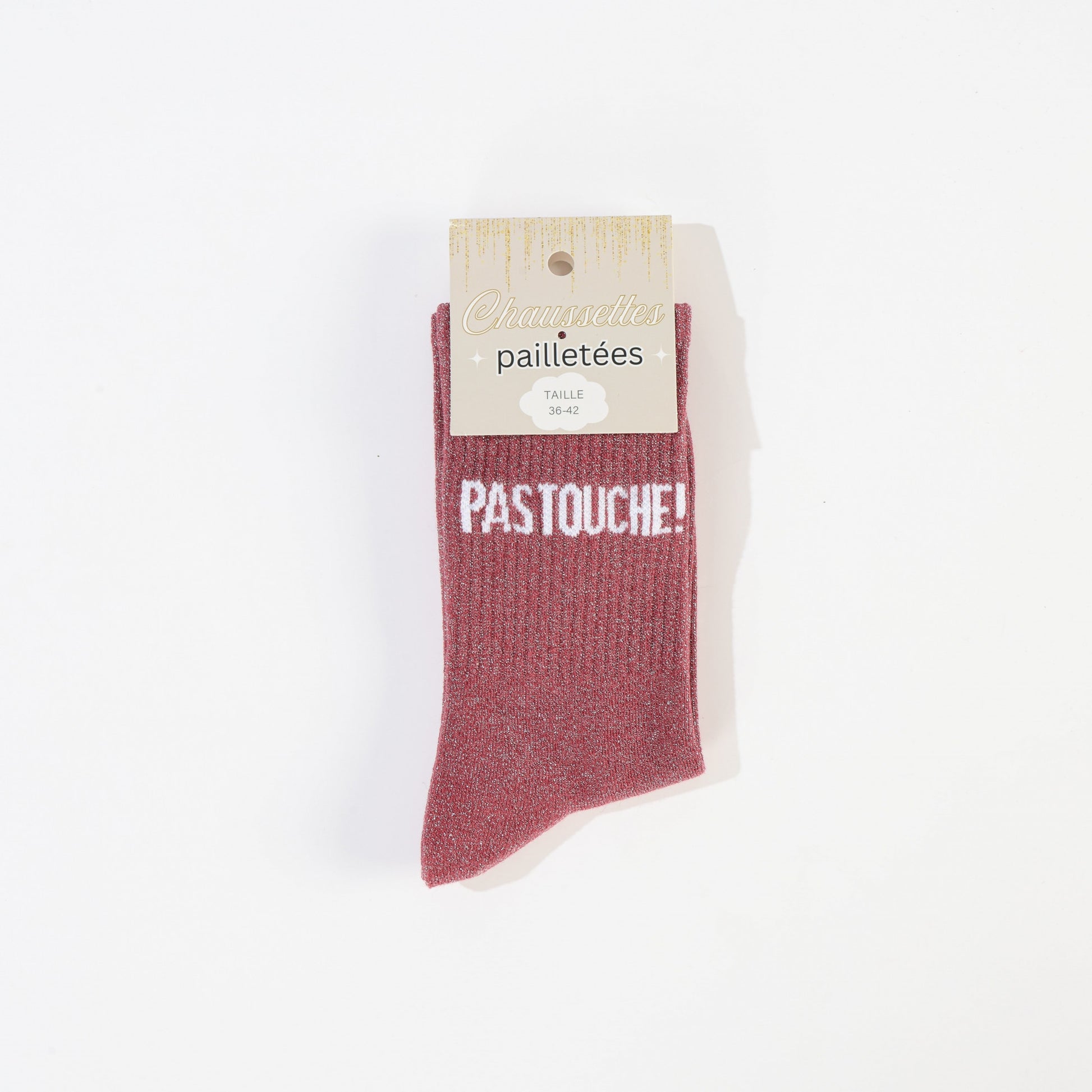 Chaussettes PAS TOUCHE ! à Paillettes – Message Fun & Affirmé (36-42) JOY!
