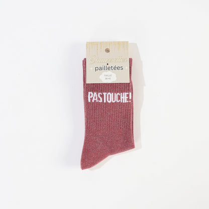 Chaussettes PAS TOUCHE ! à Paillettes – Message Fun & Affirmé (36-42) JOY!