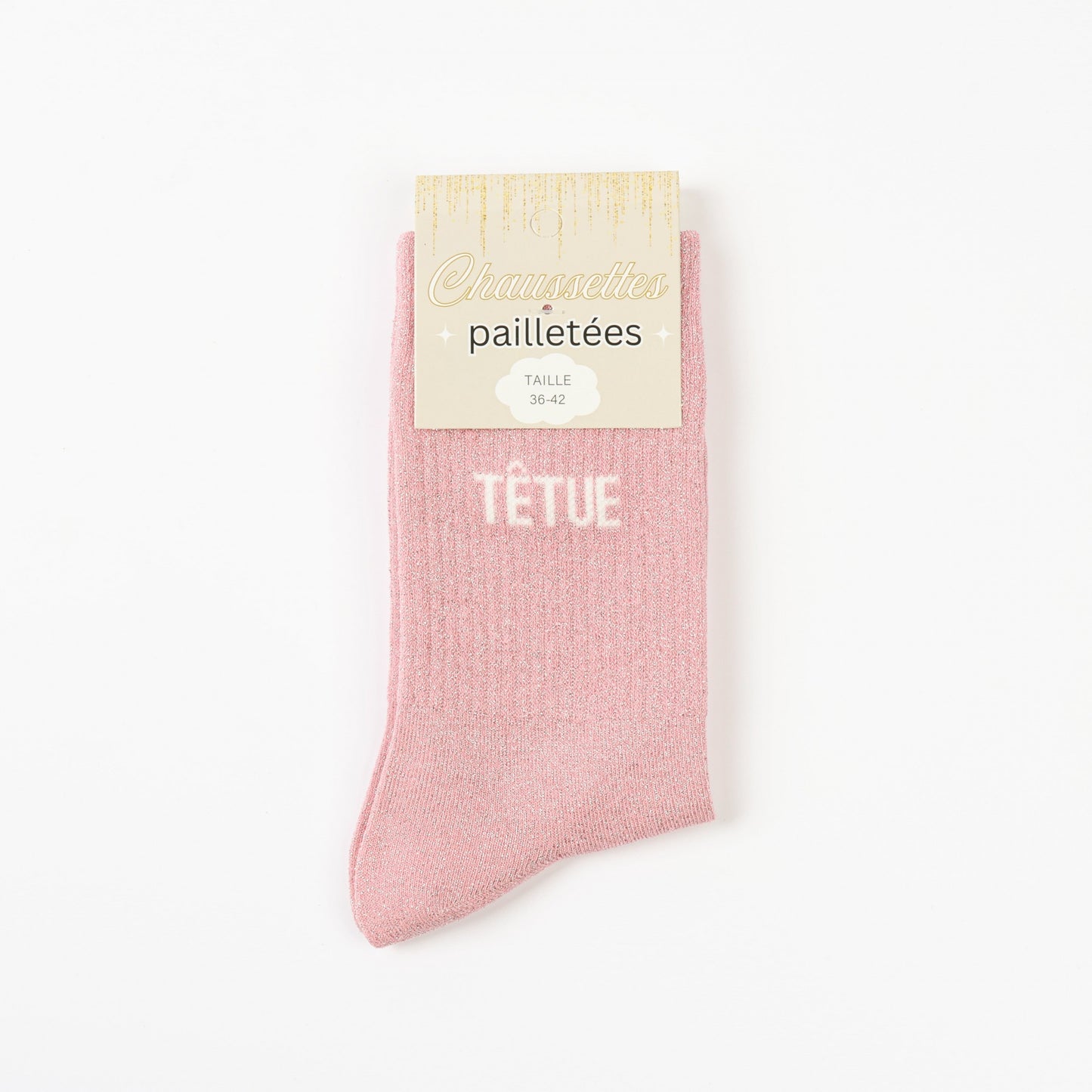 Chaussettes TÊTUE à Paillettes – Message Fort & Assumé (36-42) JOY!