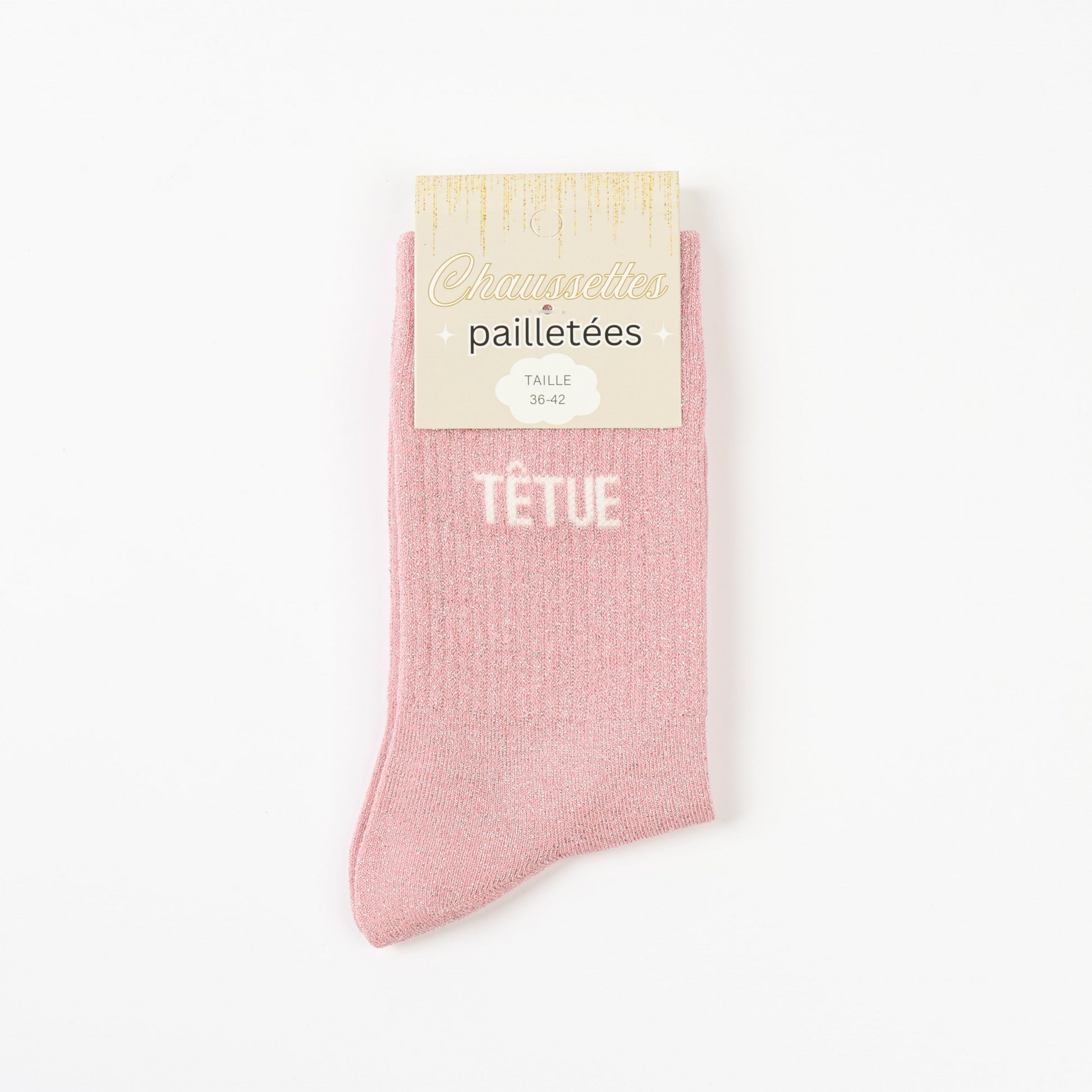 Chaussettes TÊTUE à Paillettes – Message Fort & Assumé (36-42) JOY!