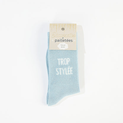 Chaussettes TROP STYLÉE à Paillettes – Message Mode & Tendance (36-42) JOY!