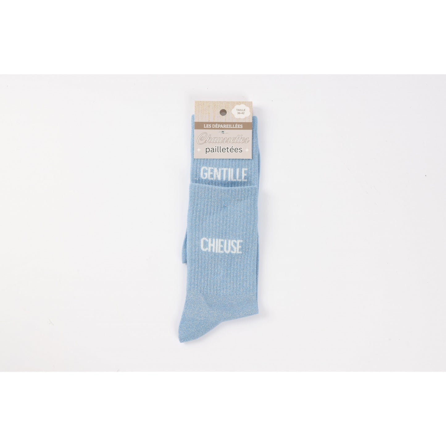 Chaussettes Dépareillées GENTILLE / CHIEUSE à Paillettes (36-42) JOY!