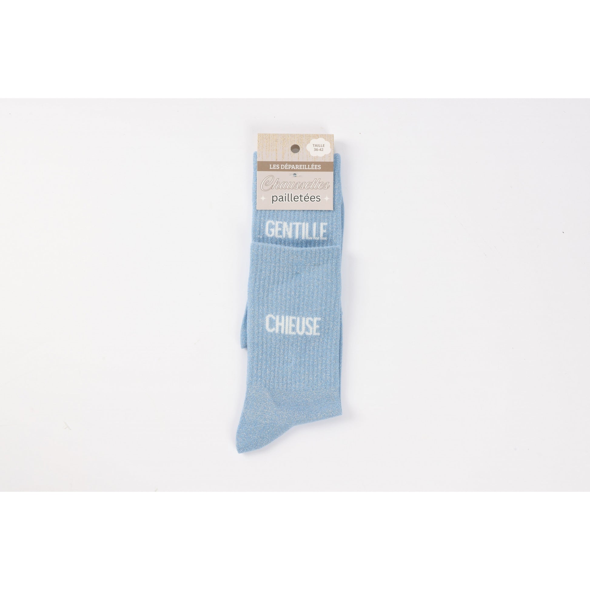 Chaussettes Dépareillées GENTILLE / CHIEUSE à Paillettes (36-42) JOY!