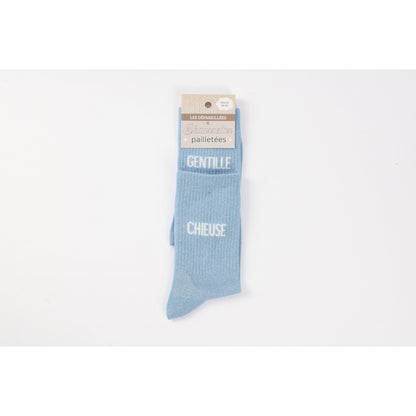 Chaussettes Dépareillées GENTILLE / CHIEUSE à Paillettes (36-42) JOY!