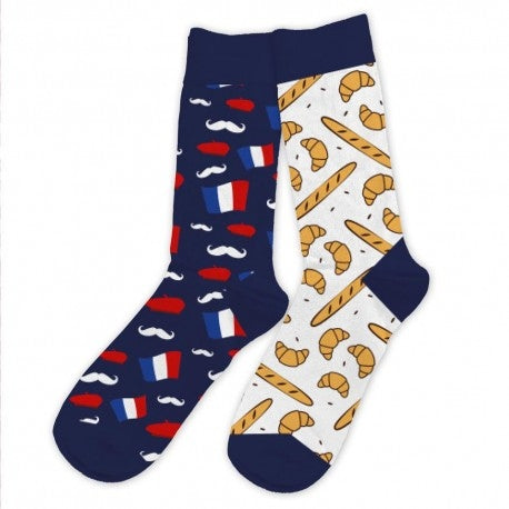 Chaussettes Humoristiques Baguette / France – Plats & Boissons Mythiques JOY!