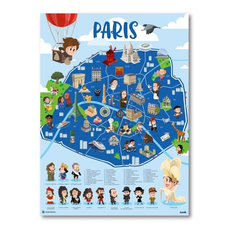 Poster Poppik “Paris” (Quelle Histoire) + 53 stickers repositionnables – Dès 7 ans poppik