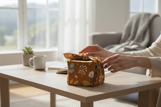 Furoshiki Automne en coton – Emballage cadeau zéro déchet (4 tailles) Machatatelier