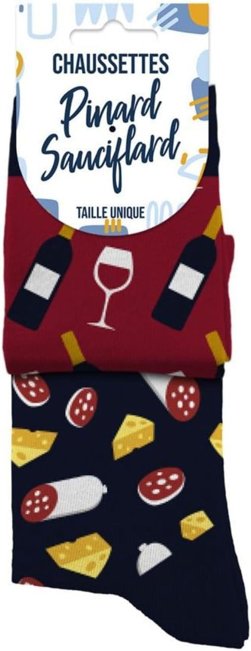 Chaussettes humoristiques “Pinard / Sauciflard” – Plats & Boissons mythiques JOY!