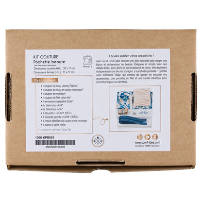 Kit Couture Pochette Beauté “Paulette” – Liberty & Matelassé Coton DIY Com'1 Idée