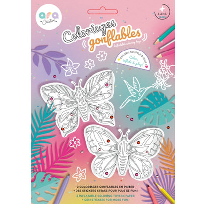 Coloriages gonflables - 2 papillons à colorier Ara-Créative