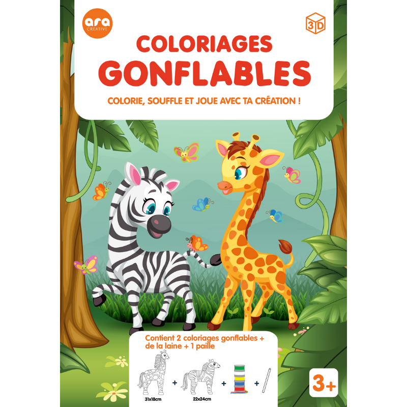 Coloriages gonflables - Zèbre & Girafe à colorier