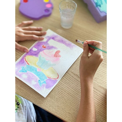 illustration cupcake aquarelle enfant contour cire