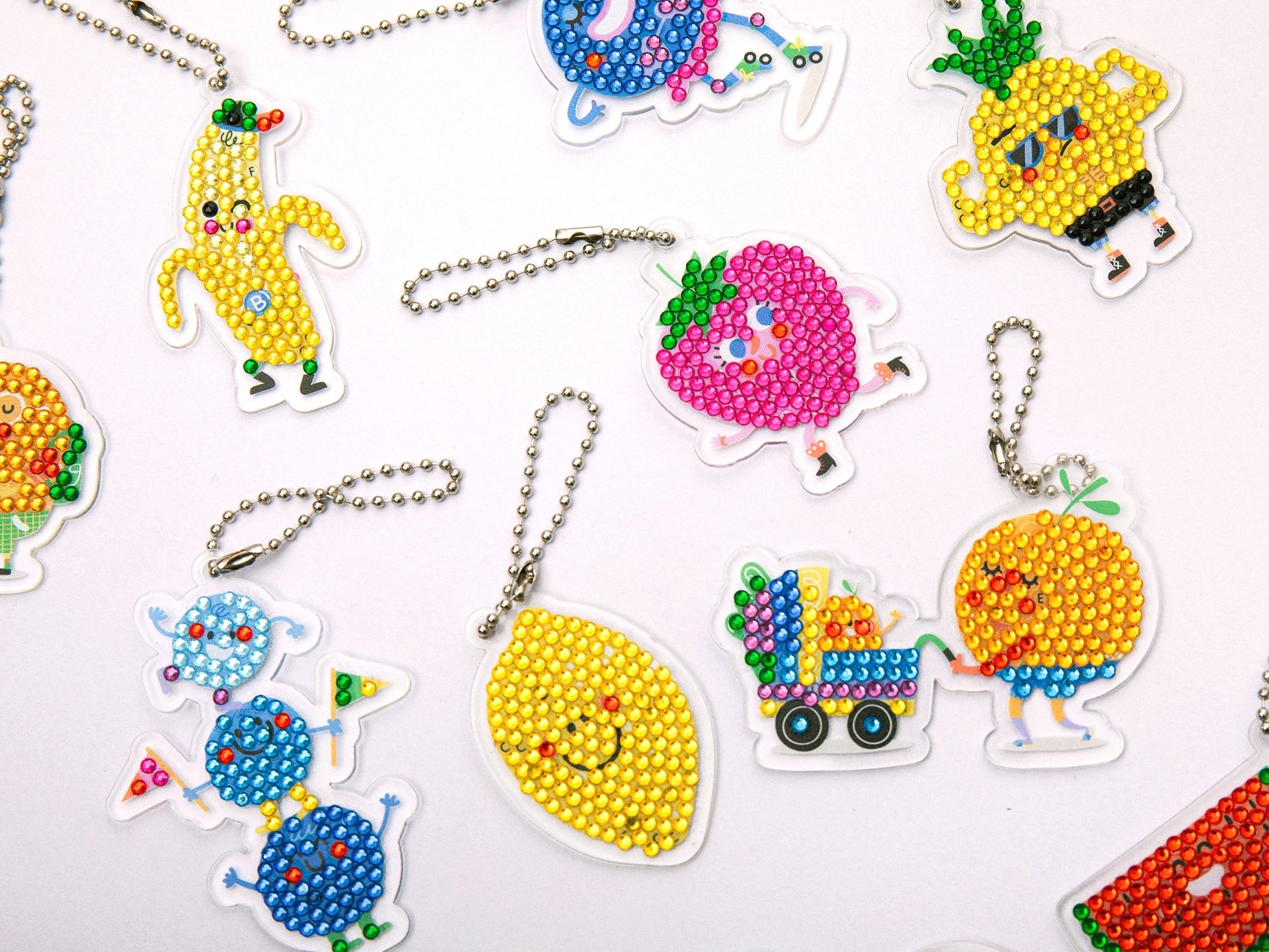 Kit Diamond Painting Kids Porte-clés Fruits – 10 Porte-clés à Strass pour Enfants dès 5 ans LA PETITE EPICERIE