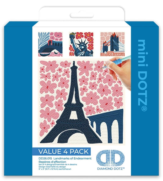 Mini DOTZ® Landmarks of Distinction – Kit Diamond Painting 4 Monuments Iconiques Rose Dotz