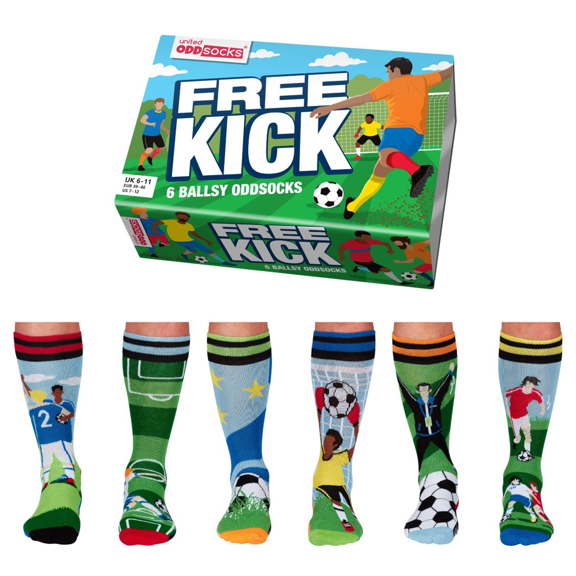 UNITED ODDSOCKS - FOOTBALL - COFFRET CADEAU ADULTE DE 6 CHAUSSETTES EUR 39-46 United Oddsocks