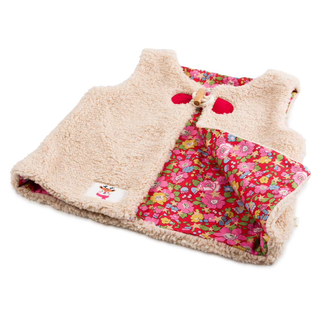 Kit couture gilet berger fille Louna – Gilet moumoute enfant doublé Liberty Com'1 Idée