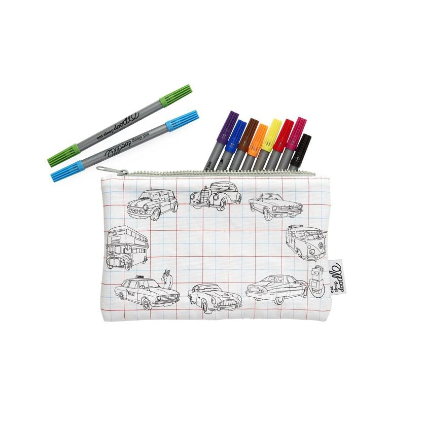 Trousse à colorier Véhicules – Cars, Trucks & Tracteurs lavable avec feutres eatsleepdoodle EU