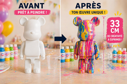 Kit anniversaire DIY Pouring Art Ourson Lego – Lot de 4 à 12 figurines à peindre JOY!