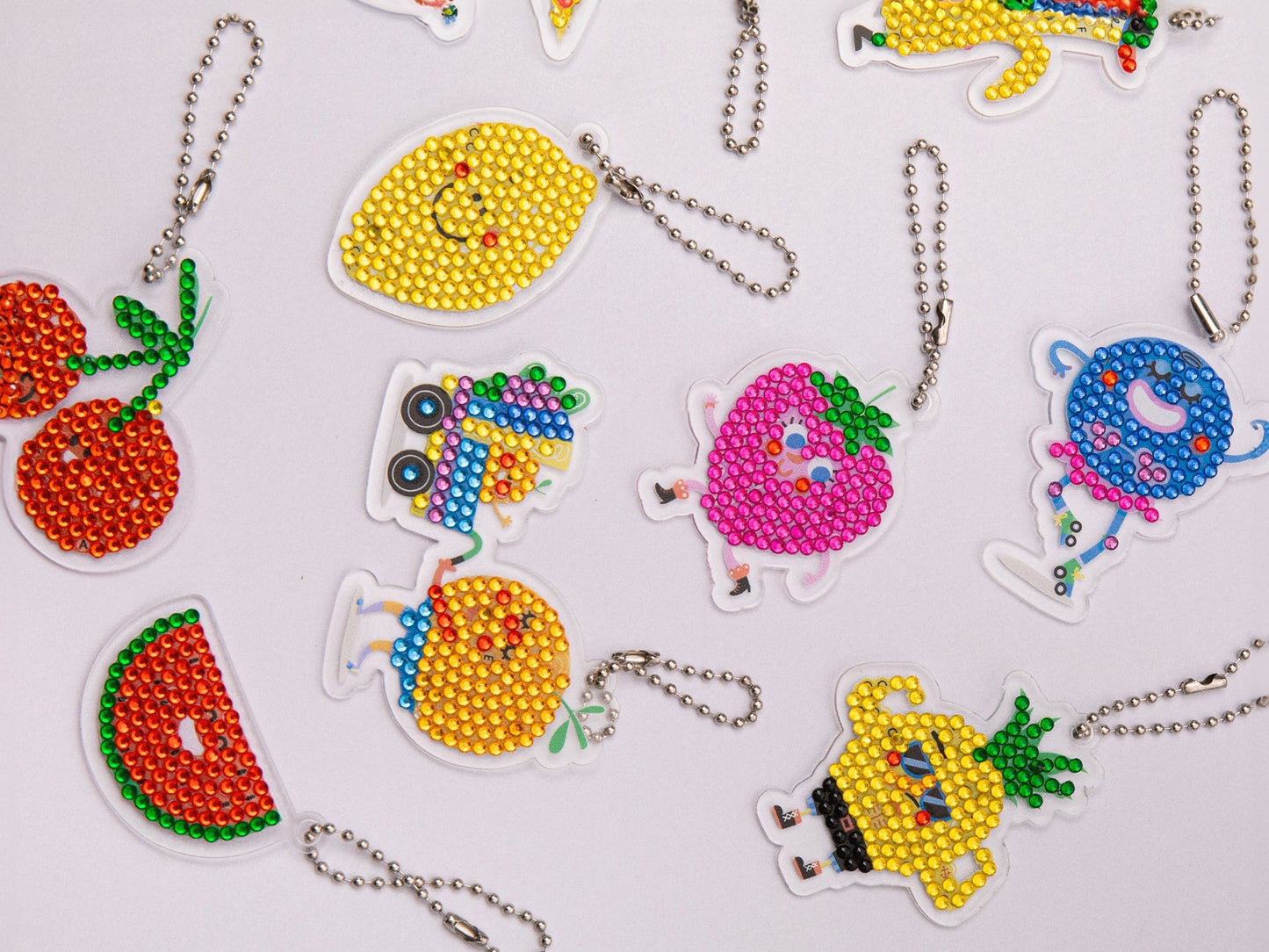 Kit Diamond Painting Kids Porte-clés Fruits – 10 Porte-clés à Strass pour Enfants dès 5 ans LA PETITE EPICERIE