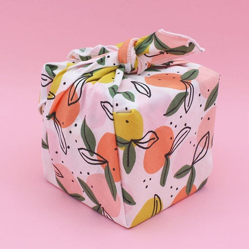 Furoshiki Mandarines en coton – Emballage cadeau zéro déchet (4 tailles) Machatatelier