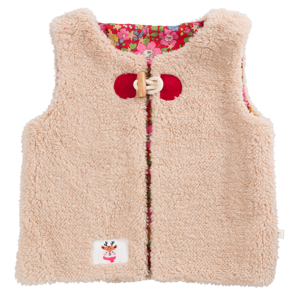 Kit couture gilet berger fille Louna – Gilet moumoute enfant doublé Liberty Com'1 Idée