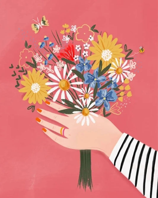 Peinture par numéros Joy! - "Bouquet Bohème" | Toile tendue 20x30 cm JOY!