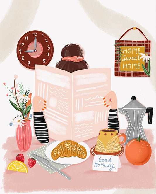 Peinture par numéros Joy! - "Petit Déj' Douillet" | Toile tendue 20x30 cm JOY!