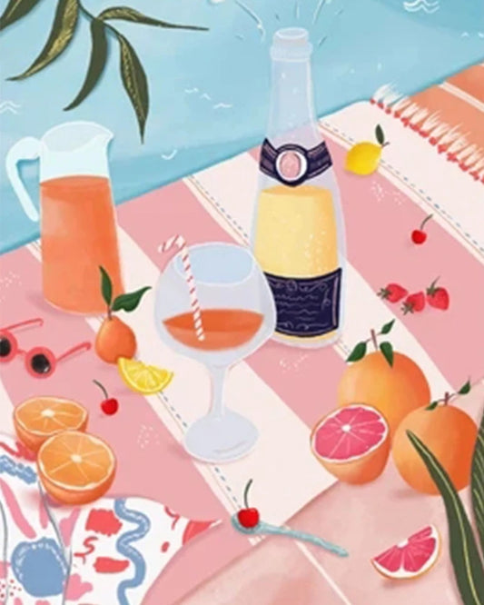 Peinture par numéros "Brunch d’Été au Bord de l’Eau" | Toile tendue 20x30 cm JOY!