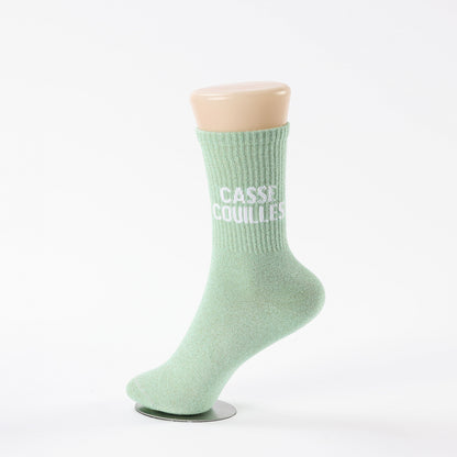 Chaussettes CASSE-COUILLES à Paillettes – Message Drôle & Assumé (36-42) JOY!