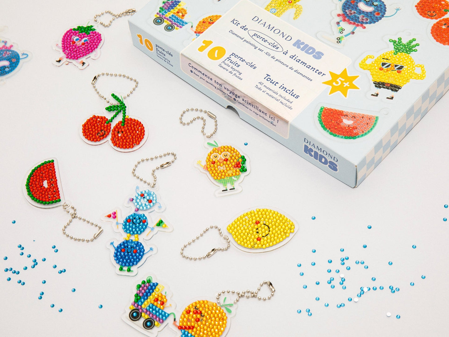 Kit Diamond Painting Kids Porte-clés Fruits – 10 Porte-clés à Strass pour Enfants dès 5 ans LA PETITE EPICERIE