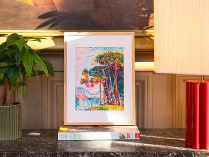 Toile peinture au numéro Signac paysage méditerranéen zones numérotées