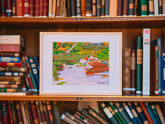 Toile peinture au numéro Curt Herrmann scène barque zones numérotées