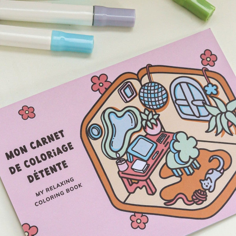 Kit DIY Mon Carnet de Coloriage Détente – Kawaii & Mandala avec 8 Feutres Alcool | La Petite Épicerie LA PETITE EPICERIE