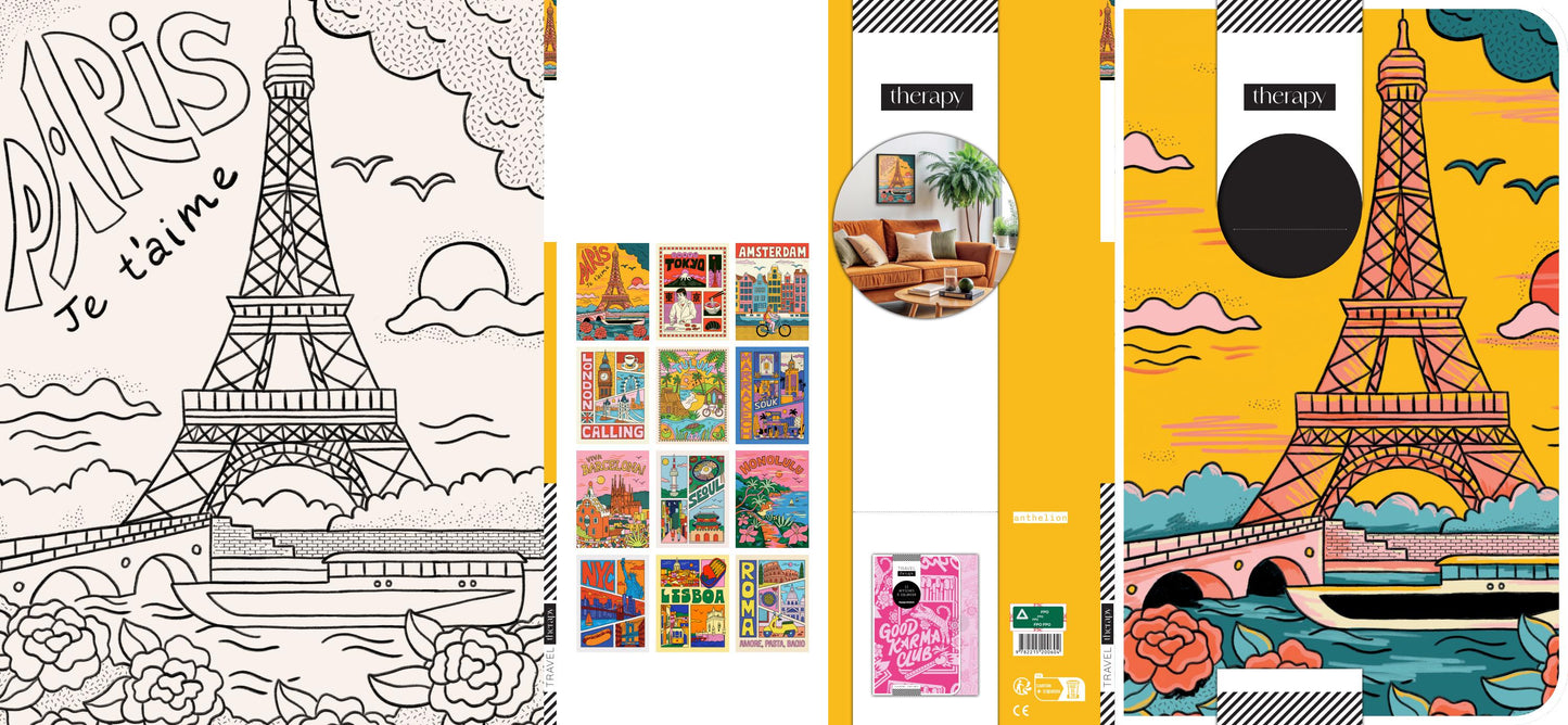 Affiches de villes à colorier illustrées par Lisa McCormick