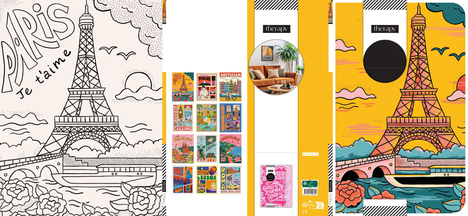 Affiches de villes à colorier illustrées par Lisa McCormick