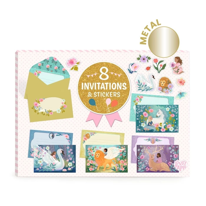 Set de cartes d'invitation Créatures Magiques avec enveloppes et stickers